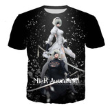 Playera De Manga Corta Con Impresión 3d Nier:automata