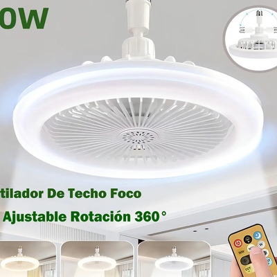 Ventilador De Techo Foco Led 3 Tonos Abánico 3 Velocidades 5 Aspas Ajustable Rotación 360° | MercadoLibre