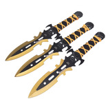 Kunai Dagas Cuchillo Set X3 Lanzar Dorados Equilibrados