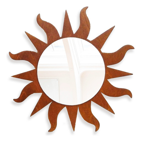 Espejo Sol Bohemio Sunburst Decorativo Madera Y Acrílico Marco Madera Obscuro