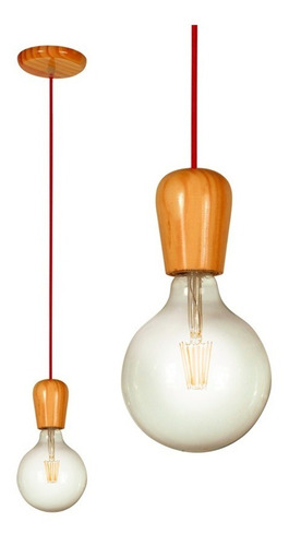 Colgante Vintage 1 Luz Con Floron Apto Led Madera 51010 Md 