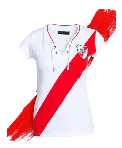 Camiseta River Plate Dama Mujer Vintage Retro Cordones