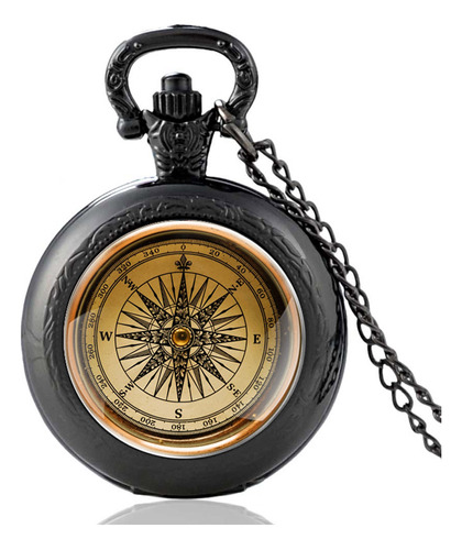 Reloj De Bolsillo De Cuarzo Vintage Con Diseño De Brújula