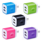 Paquete De 5 Cargadores De Pared De Doble Puerto 2.1 A, Usb,