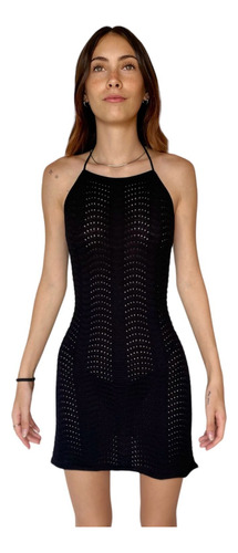 Vestido Corto Americano Playero Mujer Hilo Calado Tejido