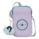 Bolsa  Crossbody Kipling Tally Diseño Solido De Nylon  Endless Lil Fun Asas Color Lila Y Plateado