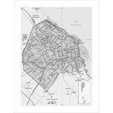 Lamina Fine Art Mapa Cuidad  De Buenos Aires Byn 60x80 Cm