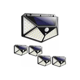 Kit 5 Luminária Solar 100 Led Com Sensor Jardim Prova D'água