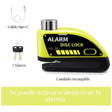 Candado Recargable Motocicleta Alarma De Disco Freno Antirro