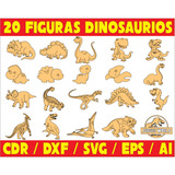  Pack Vectores Corte Laser - Figuras Dinosaurios