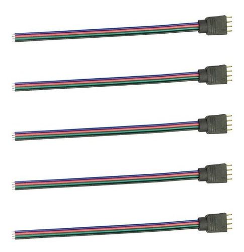 Kit 5pz - Cable Conector Pines A Cableado Tiras Led - Rgb Multicolor 