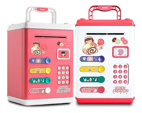 Cofre Infantil Eletrônico Digital Cor Rosa Para Moedas Notas