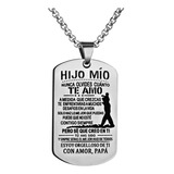 Collar Placa Padre A Hijo Plateado Acero Inoxidable Hombre