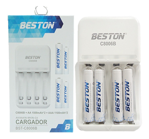 Bst-c8006b-4 - Cargador Beston Con 4 Baterias Aaa 1100