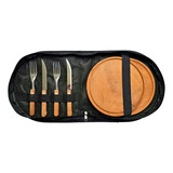 Set De Asado Trento 2per Cordura Cubiertos + Platos + Estuch