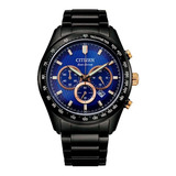 Reloj Citizen Ecodrive Chrono Ca445888l Hombre Color De La Malla Negro Color Del Bisel Negro Color Del Fondo Azul