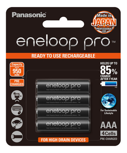 Pila Panasonic Recargable Eneloop Pro Aaa 4 Unidades 950 Mah