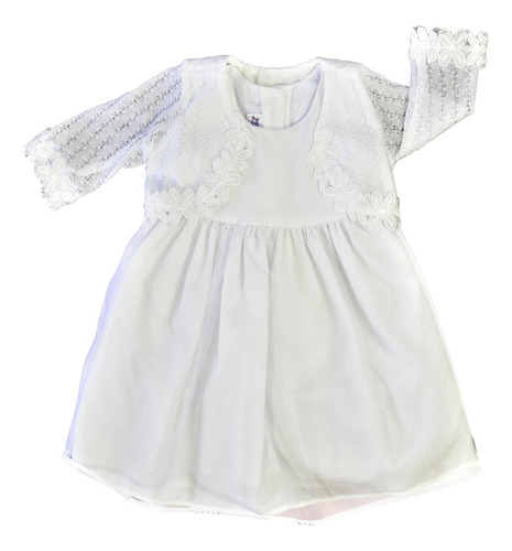 Vestido Para Bautizo Con Saco  Bebe Niña -  Blanco 