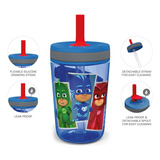 Zak Designs - Juego De Vasos De Pj Masks Kelso Con Popote De