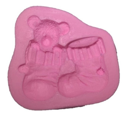 Molde De Silicone Meia Ursinho De Natal Para Decorar Cupcake