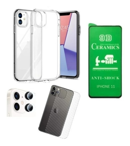 Capa Shock +pelicula 9d Ceramica +cam+tras P/ iPhone 11 6.1