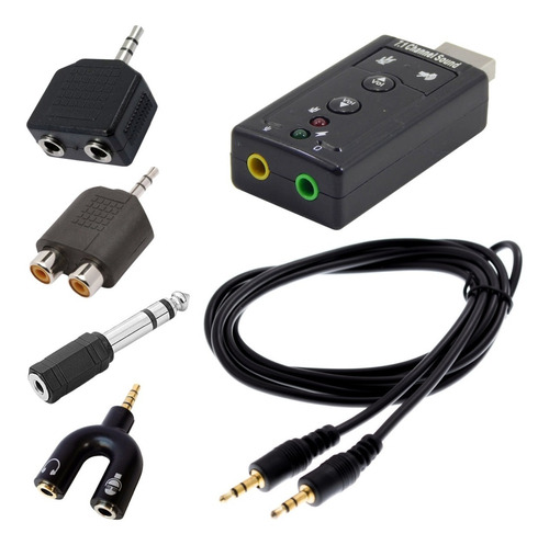 Kit Conexão Dj Músico Adaptador P10 Placa De Som Rca Áudio