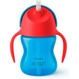 Vaso Pitillo 7oz Niño Avent - Scf79601 Color Azul - Rojo Liso