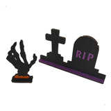 Kit Totens Display Tumulo + Mão Caveira Halloween Mdf