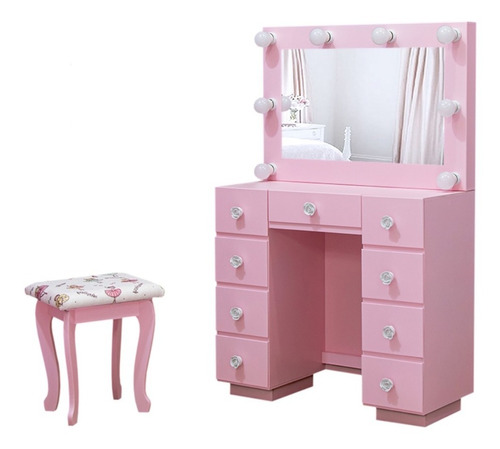 Penteadeira Camarim Maquiadora Infantil Rosa Bebe Menina 