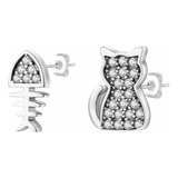 Aros Pendientes Pandora Gato Mascota Original Con Caja Plata