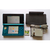 Consola Nintendo 3ds Aqua Blue Con Base De Carga Y Caja