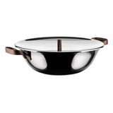 Alessi Edo Wok Con Asas, Acero, Marrón