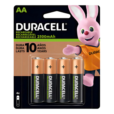 Pilha Recarregável Aa Pequena 2500mah Duracell Com 4 Un. | Frete grátis