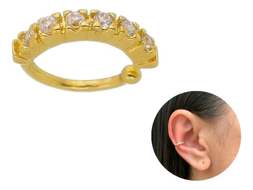 Piercing Feminino Fake Pressão Banhado À Ouro 18k