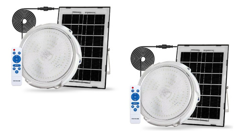 Kit 2 Luminaria Solar Interna 100w Inteligente 3 Cores Luz 