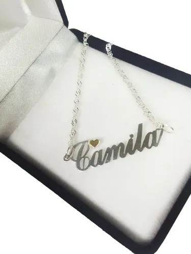 Nombre Y Cadena En Plata Y Oro Personalizado Regalo Mamá