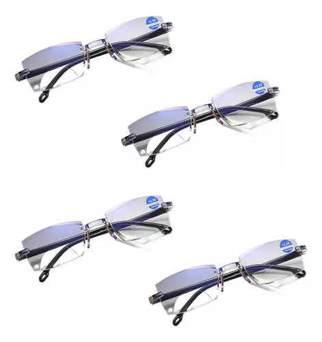 4pcs Lente Bifocal Anti Luz Azul, Para Cerca Y Lejos,100-250