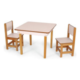 Conjunto Mesa Infantil Gabi 60x60cm Com 2 Cadeiras Manu Rosa