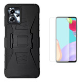 Mica + Funda Uso Rudo + Clip Para Motorola G53 Negro