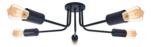 Lampara Araña Techo Sol 5 Luces Deco Moderno Brazos Una Curva Negro Gioluce