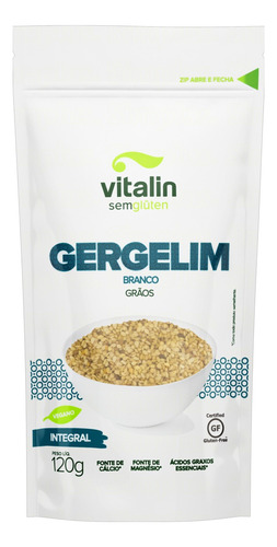 Gergelim Branco Em Grãos Integral Vitalin Pouch 120g