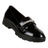 Zapato Mocasin Vestir Tacon Mujer Negro Stfashion 04804005