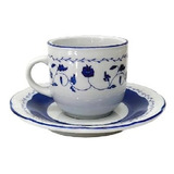 Taza Cafe Y Plato Porcelana Azul Tsuji Linea 1830 X 4