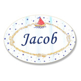 The Kids Room Nautical Sail Book Placa Ovalada Personalizada