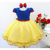 Vestido Infantil Luxo Branca De Neve E Faixa