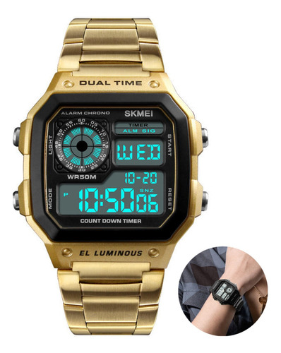 Reloj Hombre Skmei 1335 Acero Alarma Digital Cronometro