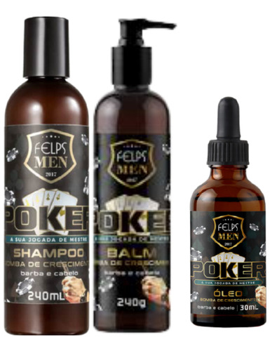 Kit Felps Poker - Shampoo + Balm + Óleo 30ml