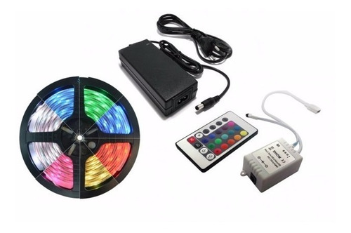 Fita Led Rgb 5050 A Prova D'agua 5 Metros Controle + Fonte