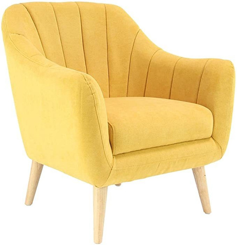 Deco 79  Sillón Amarillo, Marrón Claro