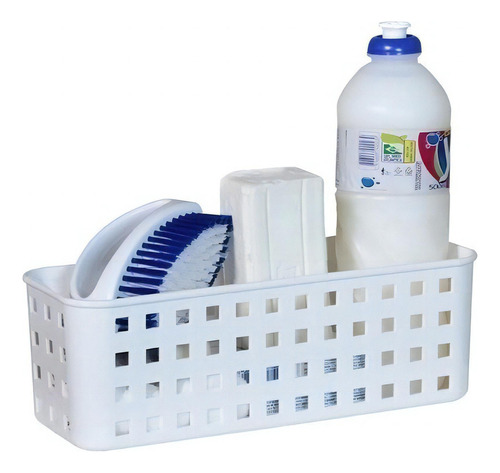 Porta Shampoo Produtos De Limpeza Sem Furo Banheiro Cozinha Cor Branco